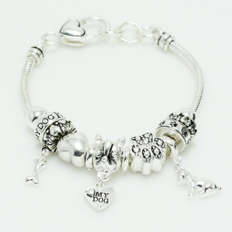 Dog Mom Silver Charm Bracelet